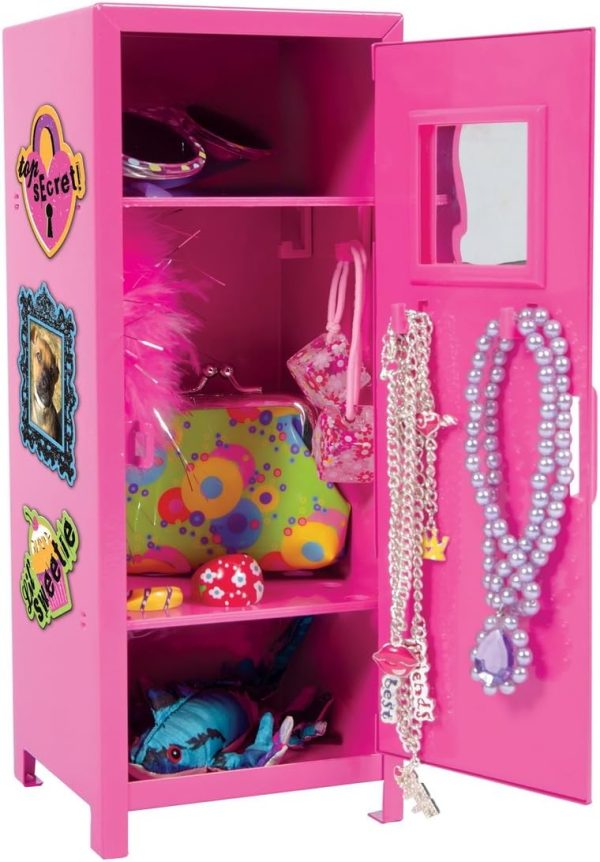 Schylling Girls Talk Pink Mini Locker - 11.25 Decorative Metal Storage Locker with 17 Mix-and-Match Magnets. Lock. and Keys - Ages 4-12