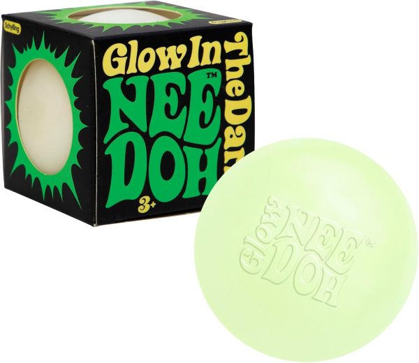 Schylling NeeDoh Glow in The Dark - Sensory Squeeze Toy - Gratifying Glowing Glob - 2.5 Wide - Glow in The Dark (Pack of 1)