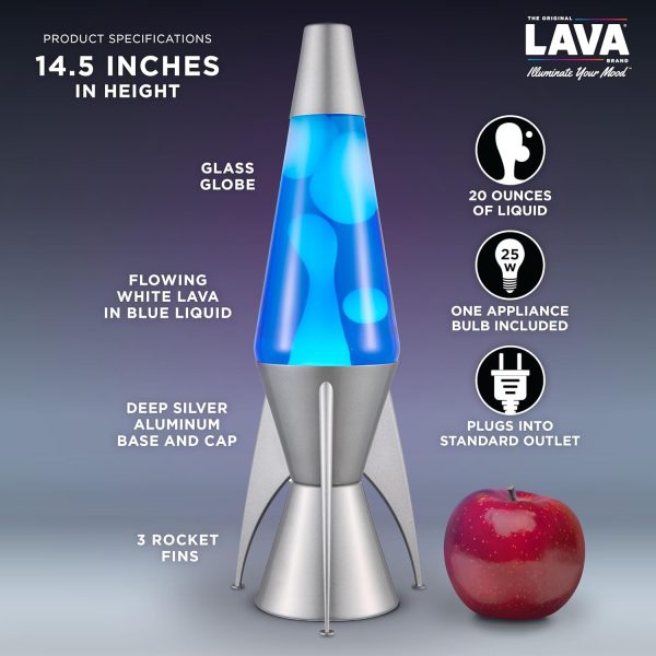 Lava The Original Lamp - 14.5 Gray Stratosphere ?C Retro Rocket Liquid Motion Lamp - White and Blue Liquid - Item #2390 (Amazon Exclusive)